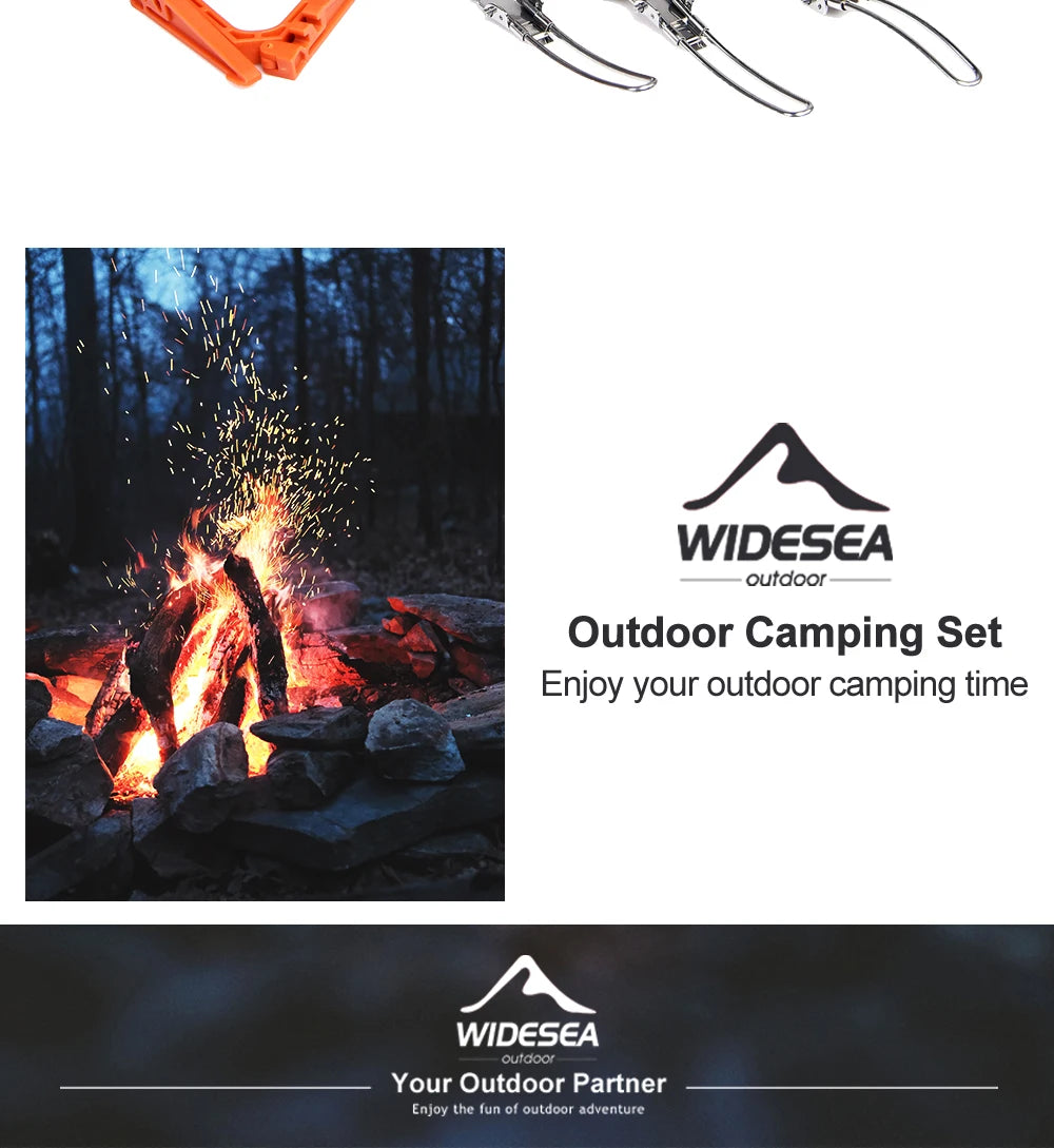 Widesea Camping Cookware Set Outdoor Tableware Equipment Supplies Burner Stove Folding Knife Fork Portable Pot Suit Tourism Cup Daniel’s Outdoor Company