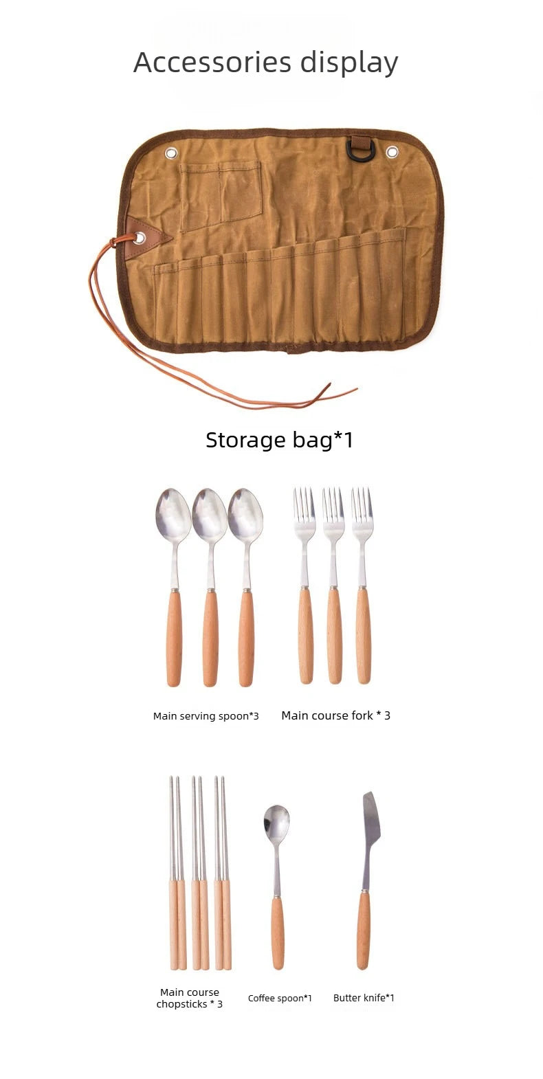 Portable Roll Up Pouch Bag Outdoor Camping Cutlery Storage Bag Cutlery Storage Water Resistant Case For Forks Spoons Chopstick Daniel’s Outdoor Company