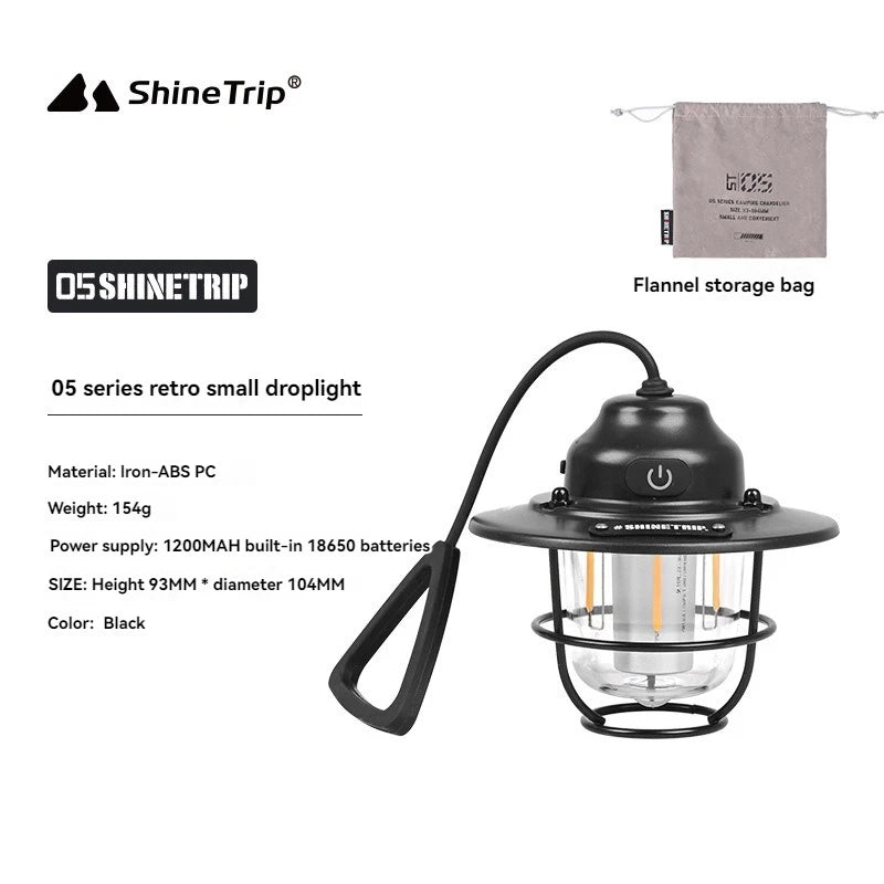 Shine Trip Outdoor Retro Smalldroplight, Campsite Lamp, Atmosphere Lamp, USB Charging Tent Light, LED Camping Hangling Lamp Daniel’s Outdoor Company