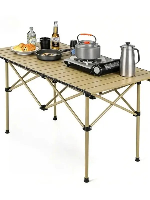 Foldable roll up Camping Table, Lightweight and Portable Compact Metal Camping Table, Suitable for Outdoor barbecues and picnics Daniel’s Outdoor Company