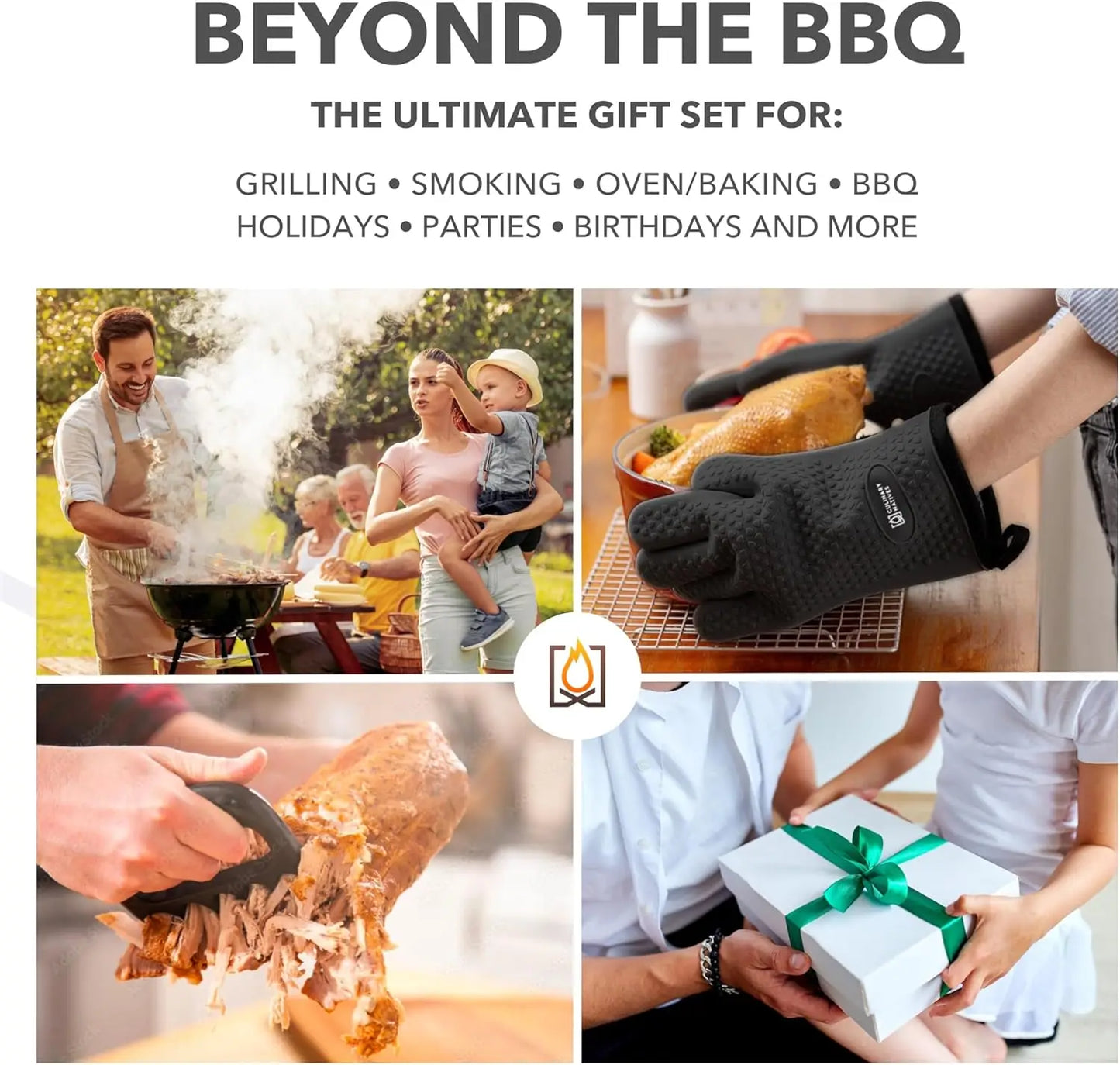 Heat-Resistant BBQ Gloves & Meat Claws Set with Thermometer, Timer, Brush for Grilling Daniel’s Outdoor Company