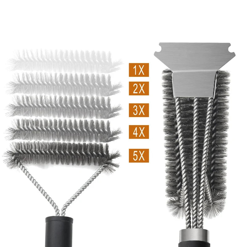 Steel BBQ Brush Grill and Scraper BBQ Cleaner Brush Perfect Tools Grill Cleaning Brush Ideal Barbecue Accessories Non-stick - Daniel’s Outdoor Company