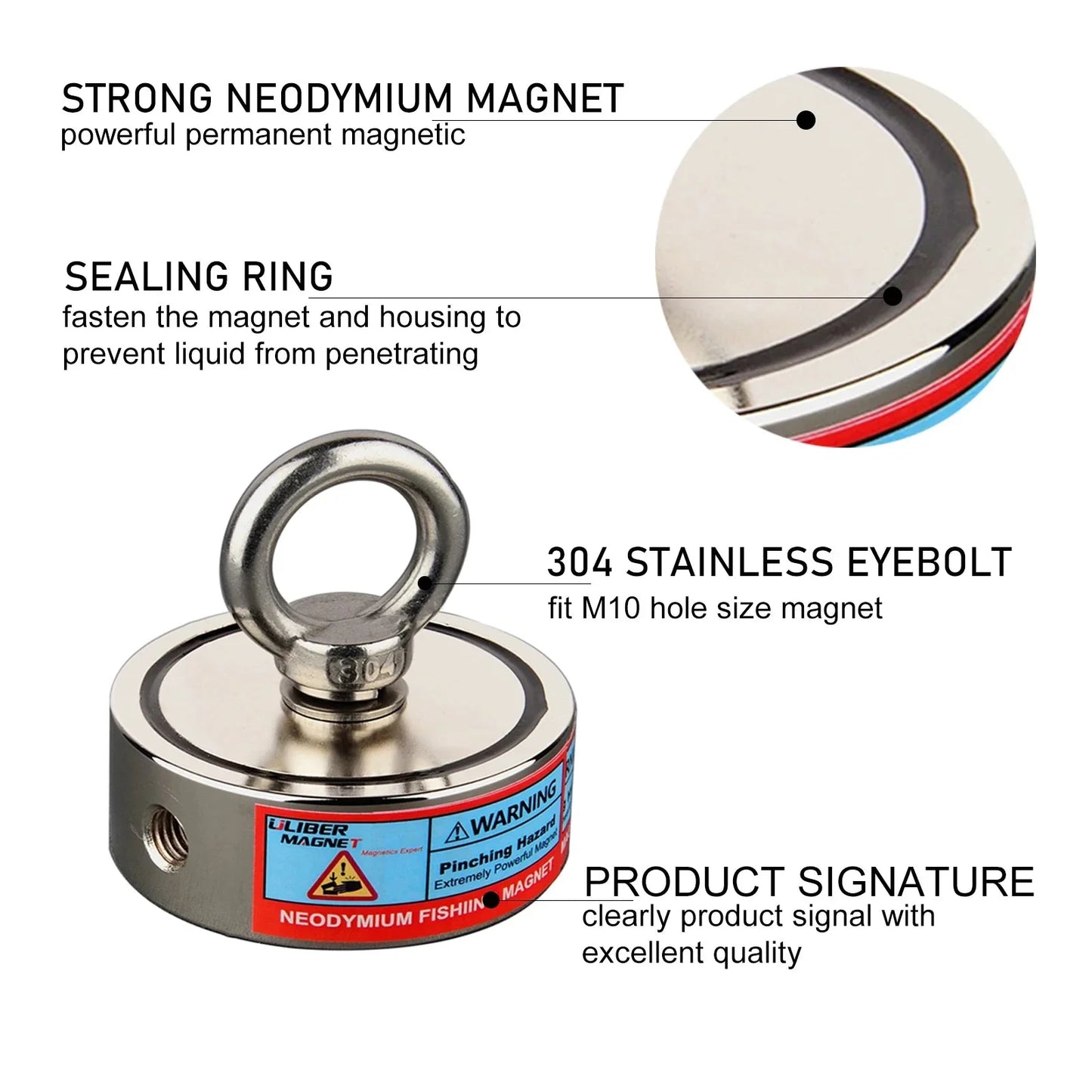 Double Sided 150KG to 500KG Round Neodymium Magnet Hook Salvage Magnet Sea Fishing Equipment Holder - Daniel’s Outdoor Company