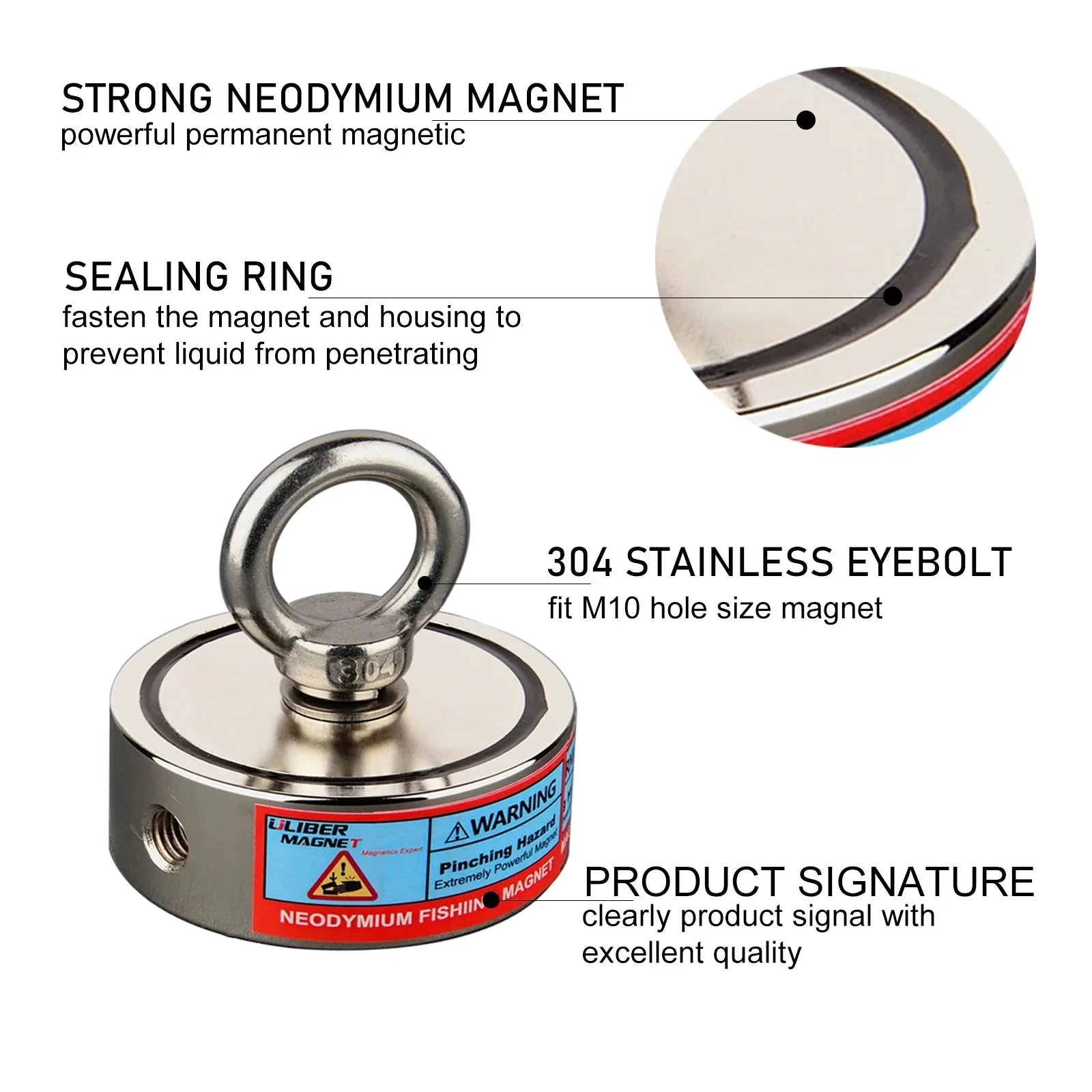 Double Sided 150KG to 500KG Round Neodymium Magnet Hook Salvage Magnet Sea Fishing Equipment Holder - Daniel’s Outdoor Company