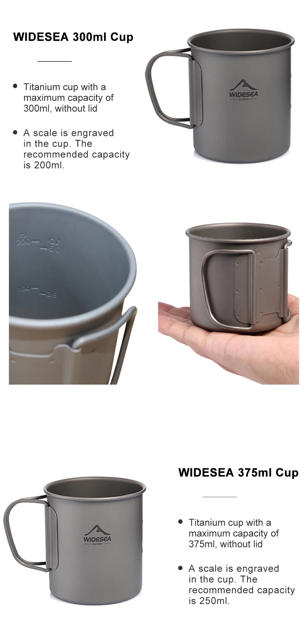 Widesea Camping Mug Titanium Cup Tourist Tableware Picnic Utensils Outdoor Kitchen Equipment Travel Cooking set Cookware Hiking Daniel’s Outdoor Company