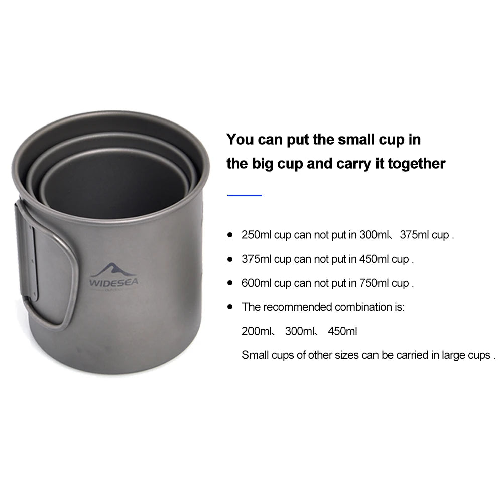 Widesea Camping Mug Titanium Cup Tourist Tableware Picnic Utensils Outdoor Kitchen Equipment Travel Cooking set Cookware Hiking Daniel’s Outdoor Company