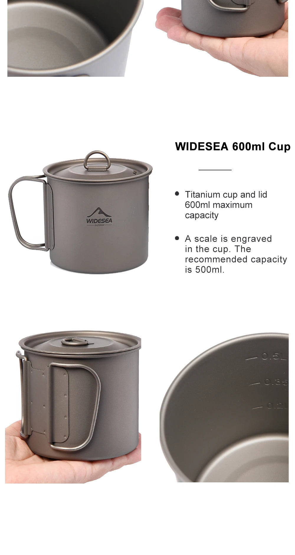 Widesea Camping Mug Titanium Cup Tourist Tableware Picnic Utensils Outdoor Kitchen Equipment Travel Cooking set Cookware Hiking Daniel’s Outdoor Company
