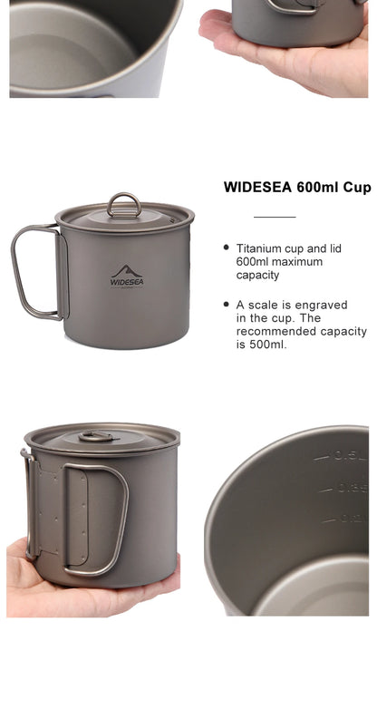 Widesea Camping Mug Titanium Cup Tourist Tableware Picnic Utensils Outdoor Kitchen Equipment Travel Cooking set Cookware Hiking Daniel’s Outdoor Company