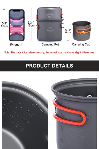 Widesea Camping Cookware Set Outdoor Tableware Equipment Supplies Burner Stove Folding Knife Fork Portable Pot Suit Tourism Cup Daniel’s Outdoor Company