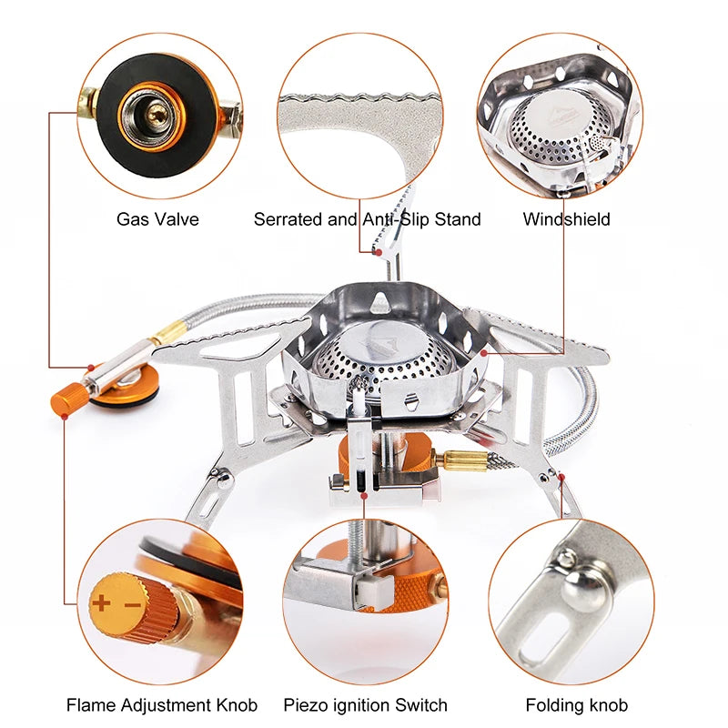 Widesea Camping Wind Proof Gas Burner Outdoor Strong Fire Stove Heater Tourism Equipment Supplies Tourist Kitchen Survival Trips Daniel’s Outdoor Company