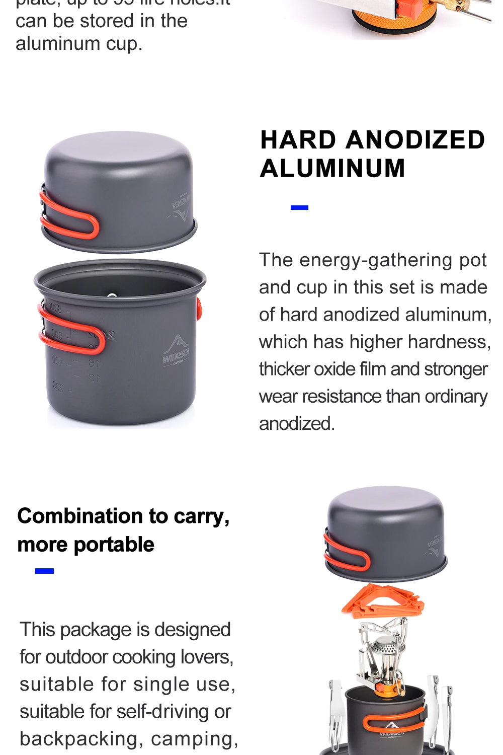 Widesea Camping Cookware Set Outdoor Tableware Equipment Supplies Burner Stove Folding Knife Fork Portable Pot Suit Tourism Cup Daniel’s Outdoor Company