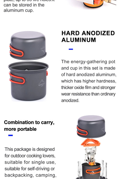 Widesea Camping Cookware Set Outdoor Tableware Equipment Supplies Burner Stove Folding Knife Fork Portable Pot Suit Tourism Cup Daniel’s Outdoor Company