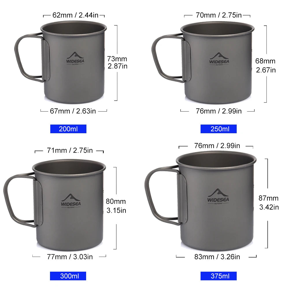 Widesea Camping Mug Titanium Cup Tourist Tableware Picnic Utensils Outdoor Kitchen Equipment Travel Cooking set Cookware Hiking Daniel’s Outdoor Company