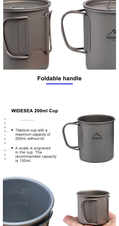 Widesea Camping Mug Titanium Cup Tourist Tableware Picnic Utensils Outdoor Kitchen Equipment Travel Cooking set Cookware Hiking Daniel’s Outdoor Company