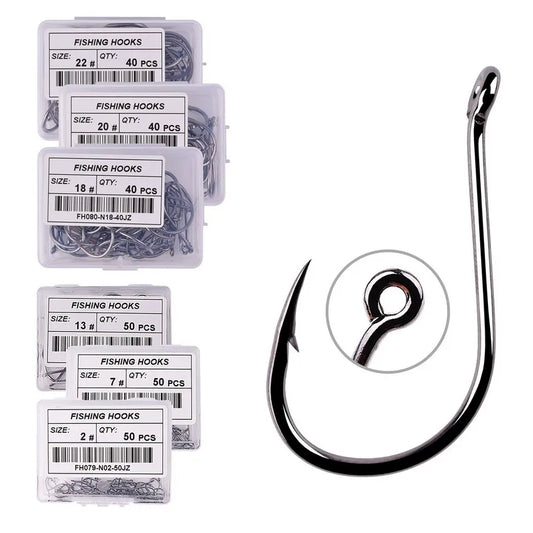 50pcs / 20pcs / Box Circle Carp Eyed Fishing Hook Size 2-22# Ring eye Japan Fishhooks Fishing Hooks Single Jig Fish Hook Tackle Daniel’s Outdoor Company