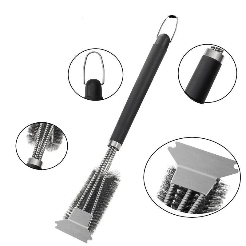 Steel BBQ Brush Grill and Scraper BBQ Cleaner Brush Perfect Tools Grill Cleaning Brush Ideal Barbecue Accessories Non-stick - Daniel’s Outdoor Company
