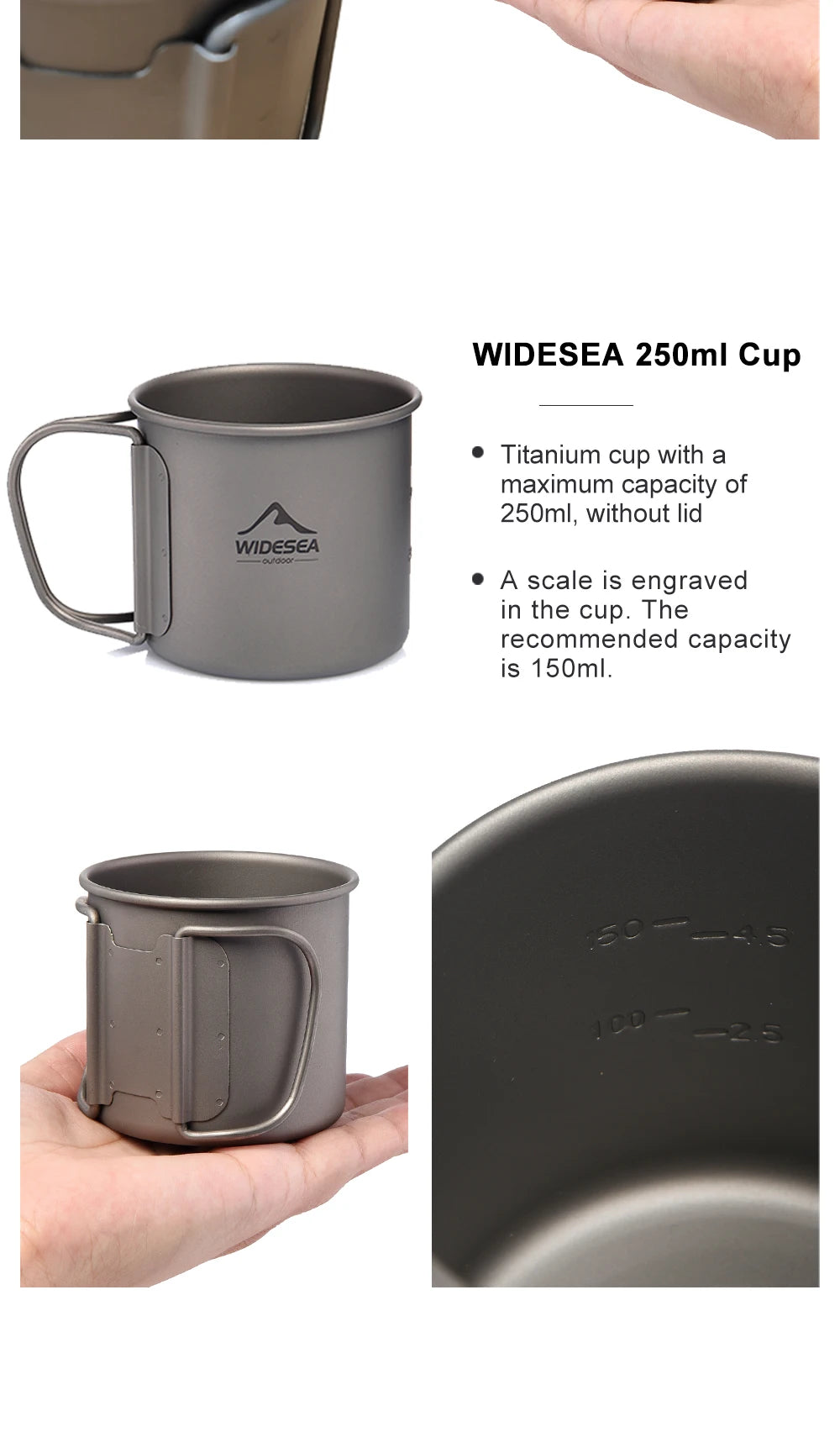 Widesea Camping Mug Titanium Cup Tourist Tableware Picnic Utensils Outdoor Kitchen Equipment Travel Cooking set Cookware Hiking Daniel’s Outdoor Company