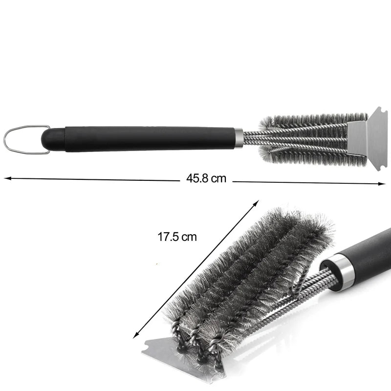Steel BBQ Brush Grill and Scraper BBQ Cleaner Brush Perfect Tools Grill Cleaning Brush Ideal Barbecue Accessories Non-stick - Daniel’s Outdoor Company