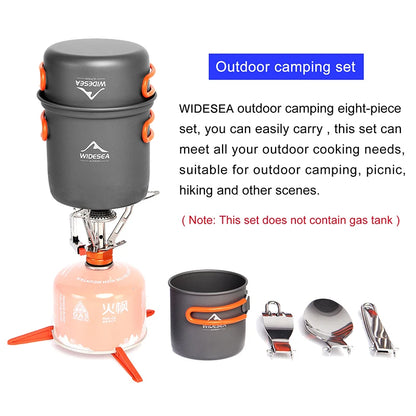 Widesea Camping Cookware Set Outdoor Tableware Equipment Supplies Burner Stove Folding Knife Fork Portable Pot Suit Tourism Cup Daniel’s Outdoor Company