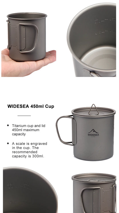 Widesea Camping Mug Titanium Cup Tourist Tableware Picnic Utensils Outdoor Kitchen Equipment Travel Cooking set Cookware Hiking Daniel’s Outdoor Company