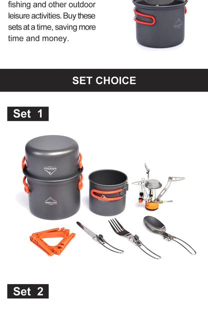 Widesea Camping Cookware Set Outdoor Tableware Equipment Supplies Burner Stove Folding Knife Fork Portable Pot Suit Tourism Cup Daniel’s Outdoor Company