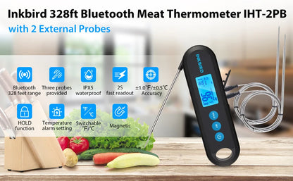 INKBIRD Digital Meat Thermometer With 2 External Probes IHT-2PB Backlight Display 2 Sec Instant Readout Bluetooth Rechargeable Daniel’s Outdoor Company