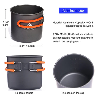 Widesea Camping Cookware Set Outdoor Tableware Equipment Supplies Burner Stove Folding Knife Fork Portable Pot Suit Tourism Cup Daniel’s Outdoor Company