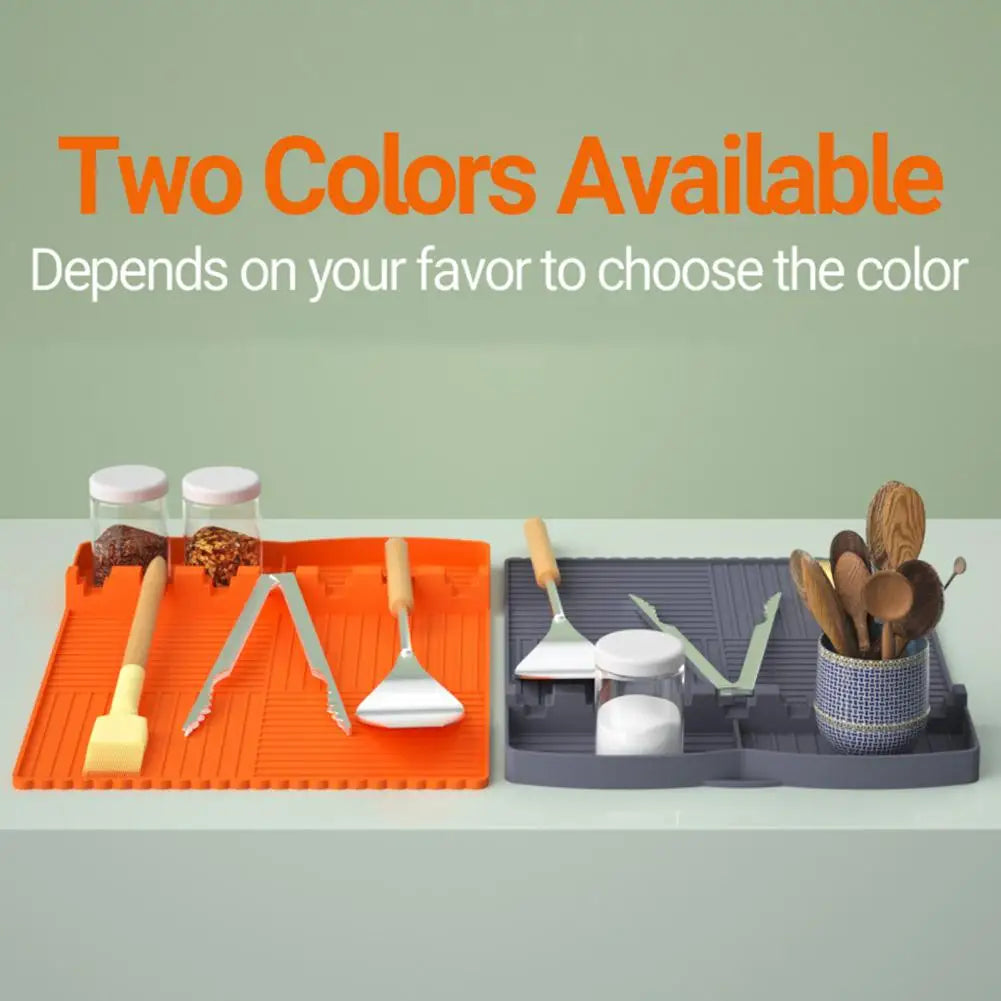 Non-slip Silicone Grilling Pad with Drip Pad for Utensils Spatulas for Bbq