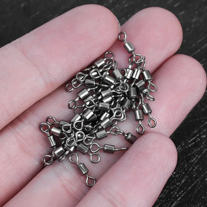 50/100Pcs Stainless Steel Fishing Connector Corrosion Resistance Barrel Bearing Rolling Swivel Solid Ring Connector Accessories Daniel’s Outdoor Company
