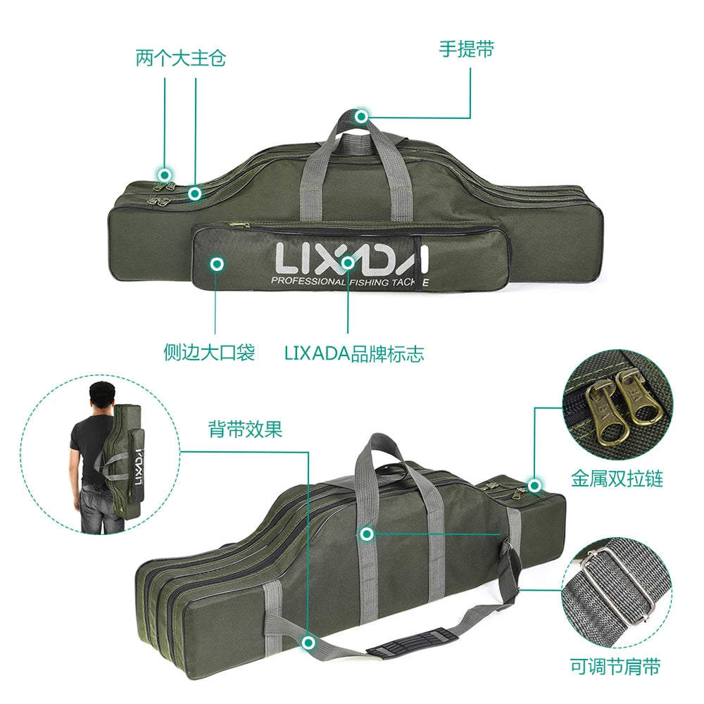 Lixada 100/130/150cm Fishing Bag Portable Folding Fishing Rod Reel Bag Fishing Tackle Carry Case Carrier Bag backpack fishing Daniel’s Outdoor Company