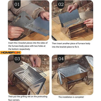 Barbecue Grill Heating Stores Multi-Function Camping BBQ Grill Rack Net Firewood Stove Stainless Steel BBQ Grill Daniel’s Outdoor Company