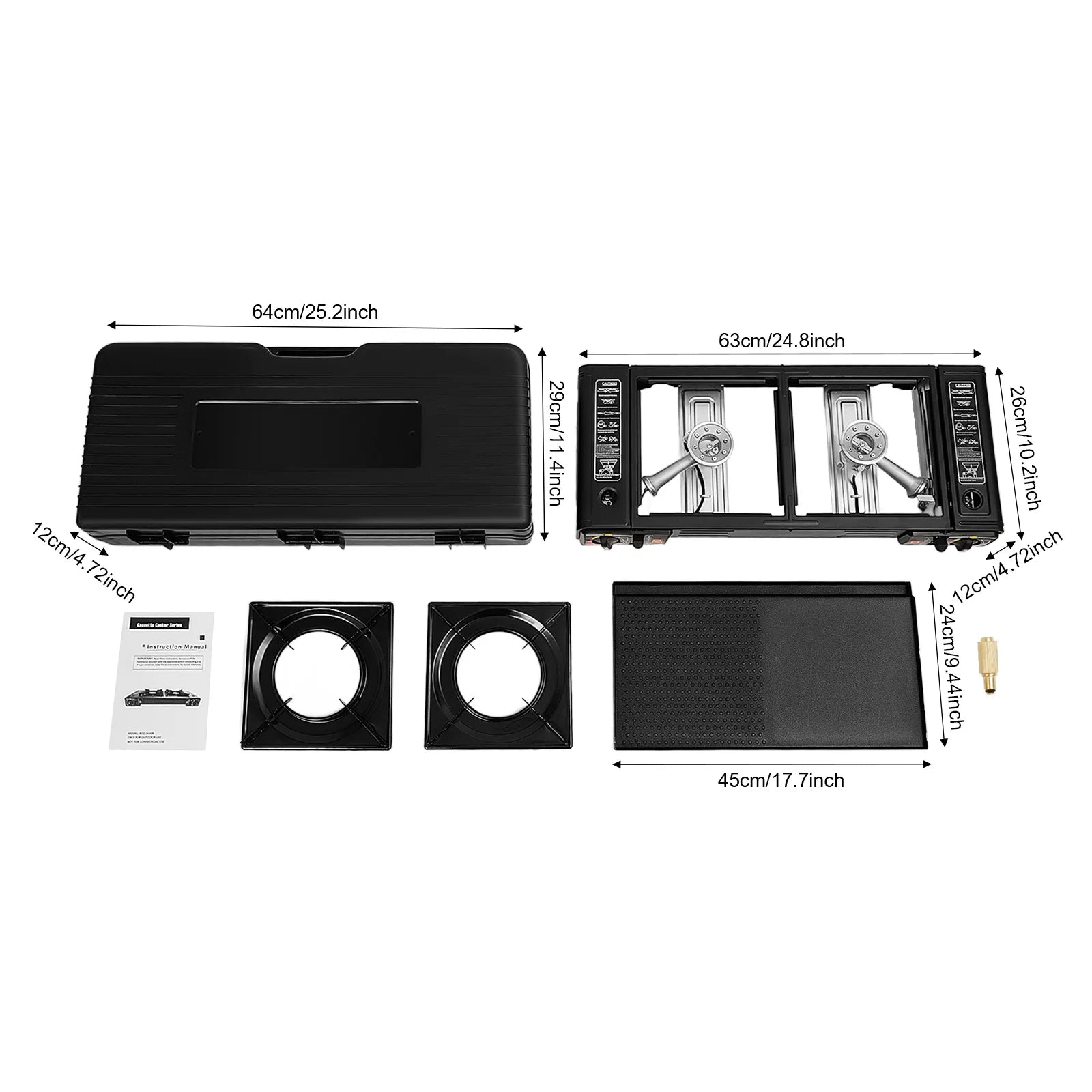 2500W Portable Camping Stove 2 Burners Camping Stove with Baking Tray&Portable Case use  Butane or LPG Home Application Outdoor Daniel’s Outdoor Company