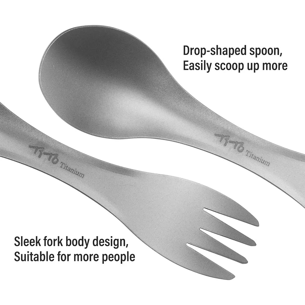 2Pcs Titanium Spork 2-in-1 Spoon Ultralight Cookware Portable Fork Knife Outdoor Camping Picnic Travel Eco-Friendly Flatware Daniel’s Outdoor Company