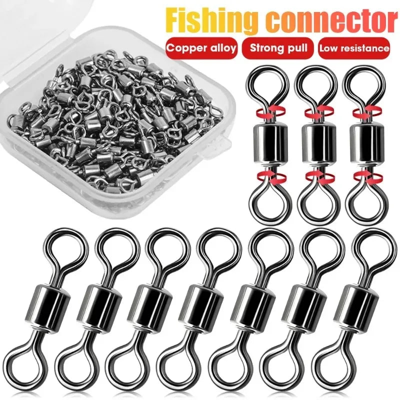 50/100Pcs Stainless Steel Fishing Connector Corrosion Resistance Barrel Bearing Rolling Swivel Solid Ring Connector Accessories Daniel’s Outdoor Company