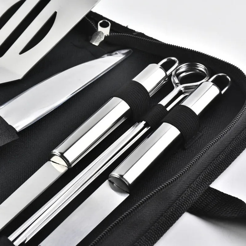 Stainless steel oven set barbecue combination tool outdoor BBQ barbecue set barbecue set storage portable cloth bag baking tool Daniel’s Outdoor Company
