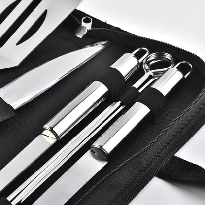 Stainless steel oven set barbecue combination tool outdoor BBQ barbecue set barbecue set storage portable cloth bag baking tool Daniel’s Outdoor Company