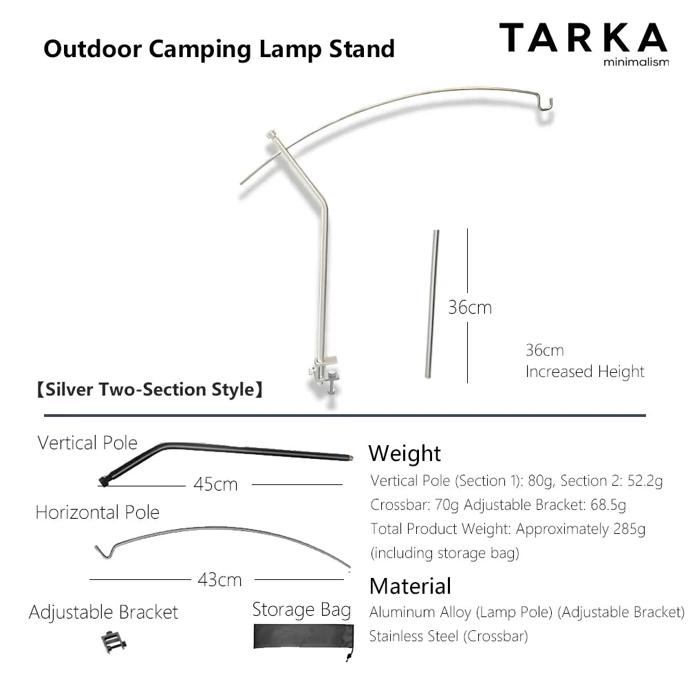 TARKA Camping Lantern Stand Light Holder Ultralight 360° Adjustment Tabletop Light Stand Universal Desktop Lighting Hanging Rack Daniel’s Outdoor Company