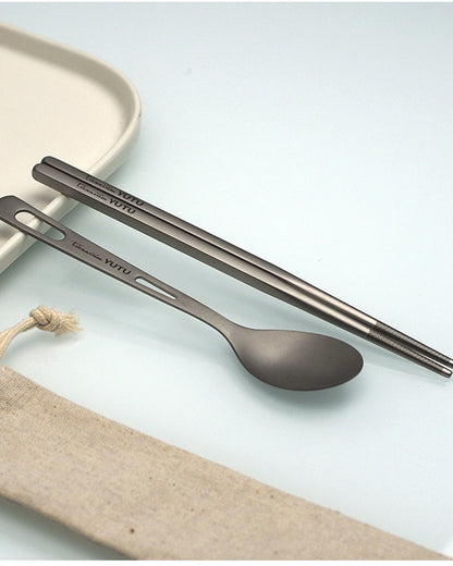 Pure Titanium Tableware Set Household Frosted Knife and Fork Spoon Chopsticks Travel Camping Portable Knife Fork Set Daniel’s Outdoor Company