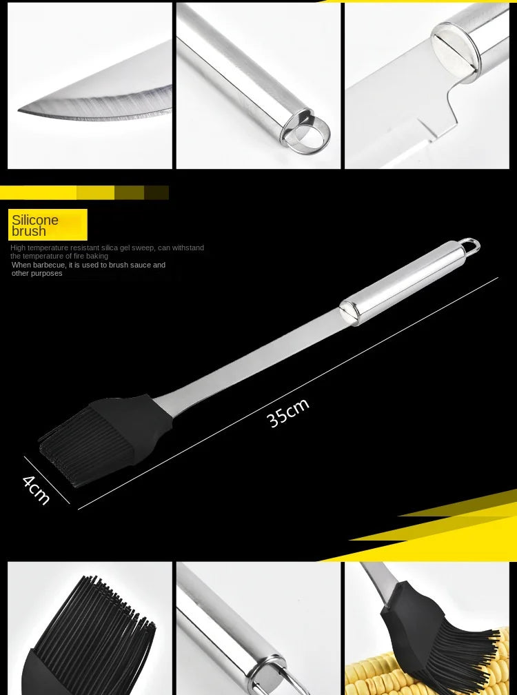 Stainless steel oven set barbecue combination tool outdoor BBQ barbecue set barbecue set storage portable cloth bag baking tool Daniel’s Outdoor Company