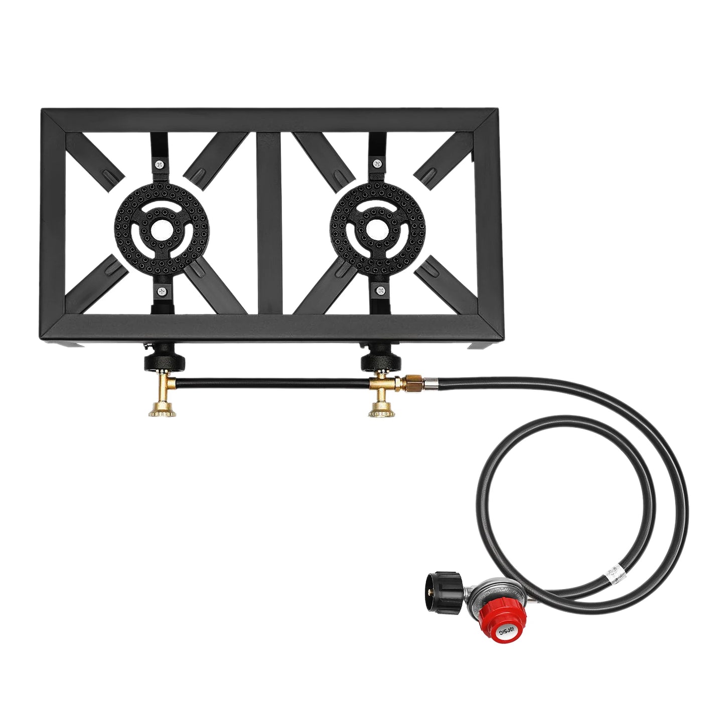 8000W Portable Double Burner Outdoor Gas Stove Propane Cooker with Adjustable 0-10Psi Regulator Hose for Patio Camping, BBQ Daniel’s Outdoor Company