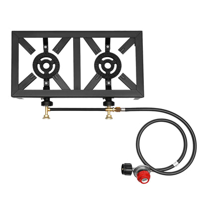 8000W Portable Double Burner Outdoor Gas Stove Propane Cooker with Adjustable 0-10Psi Regulator Hose for Patio Camping, BBQ Daniel’s Outdoor Company