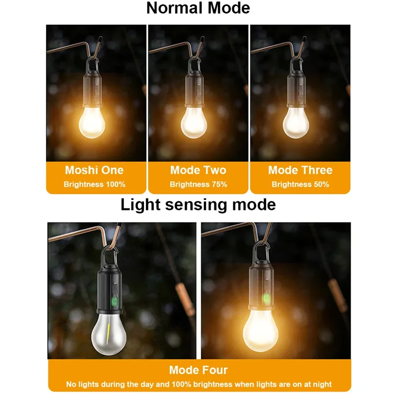 Solar Camping Lamp Bulbs Outdoor USB Charging Solar Powerd Hanging Lights Portable Tent Light Waterproof for Camping BBQ Decor Daniel’s Outdoor Company