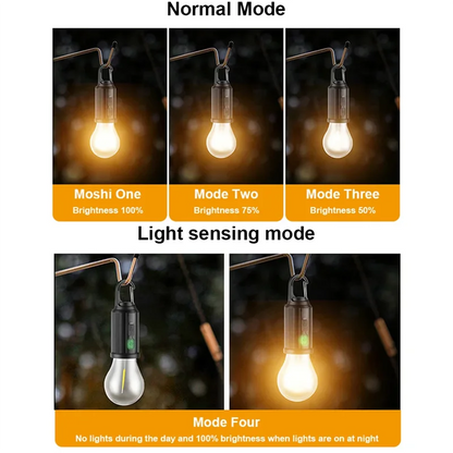 Solar Camping Lamp Bulbs Outdoor USB Charging Solar Powerd Hanging Lights Portable Tent Light Waterproof for Camping BBQ Decor Daniel’s Outdoor Company