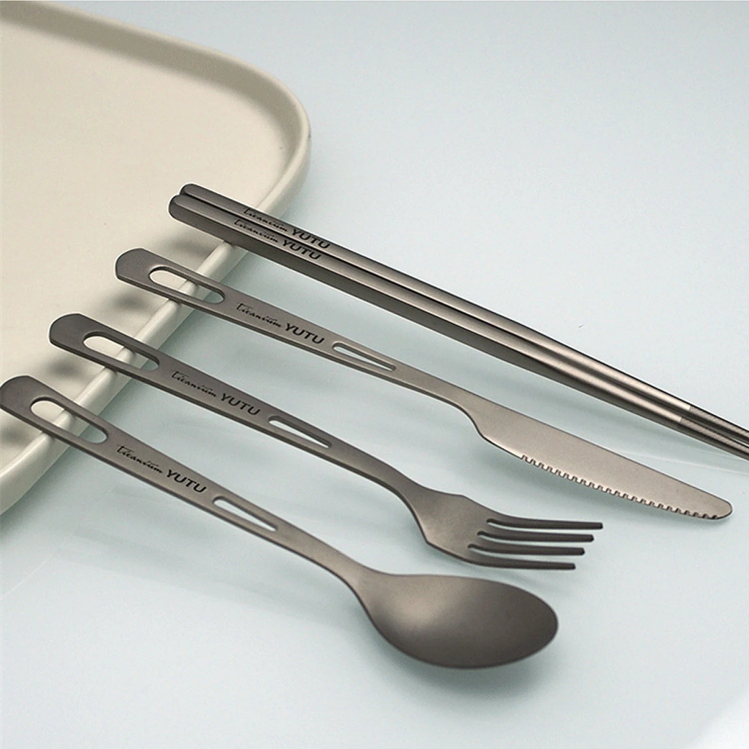 Pure Titanium Tableware Set Household Frosted Knife and Fork Spoon Chopsticks Travel Camping Portable Knife Fork Set Daniel’s Outdoor Company