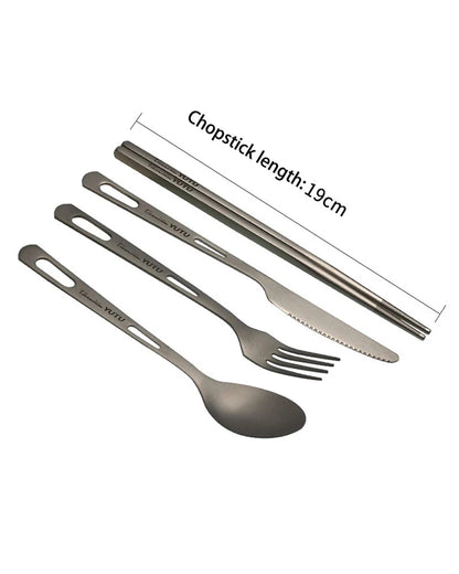 Pure Titanium Tableware Set Household Frosted Knife and Fork Spoon Chopsticks Travel Camping Portable Knife Fork Set Daniel’s Outdoor Company
