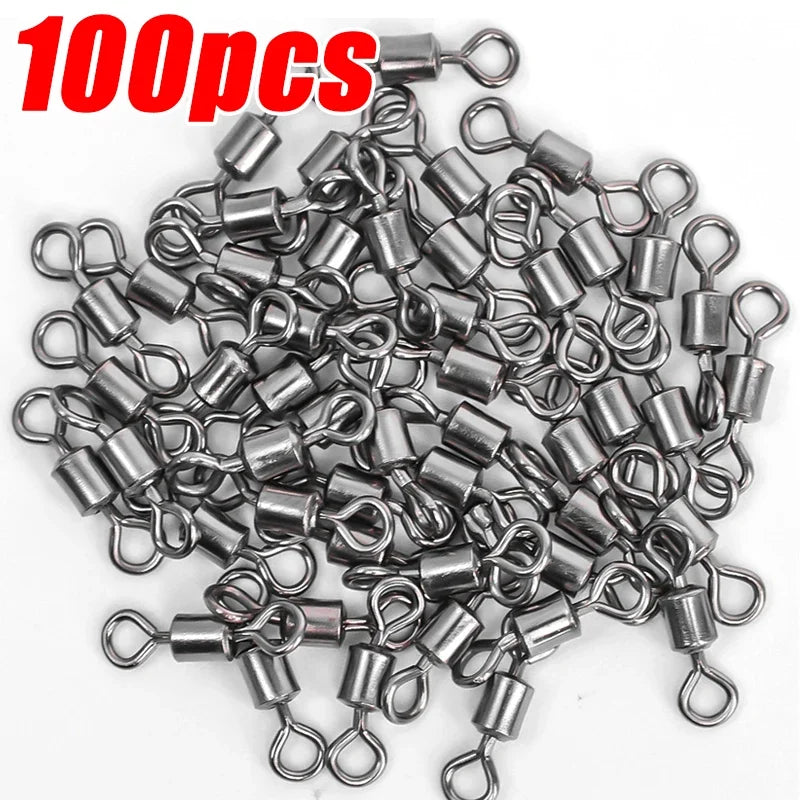 50/100Pcs Stainless Steel Fishing Connector Corrosion Resistance Barrel Bearing Rolling Swivel Solid Ring Connector Accessories Daniel’s Outdoor Company