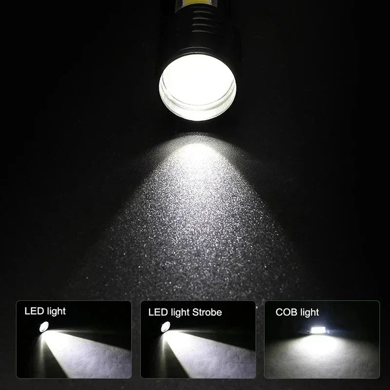 Portable Rechargeable LED Flashlight with Pen Clip Zoomable Waterproof Torch with Side Light Outdoor Camping Emergency Lantern - Daniel’s Outdoor Company