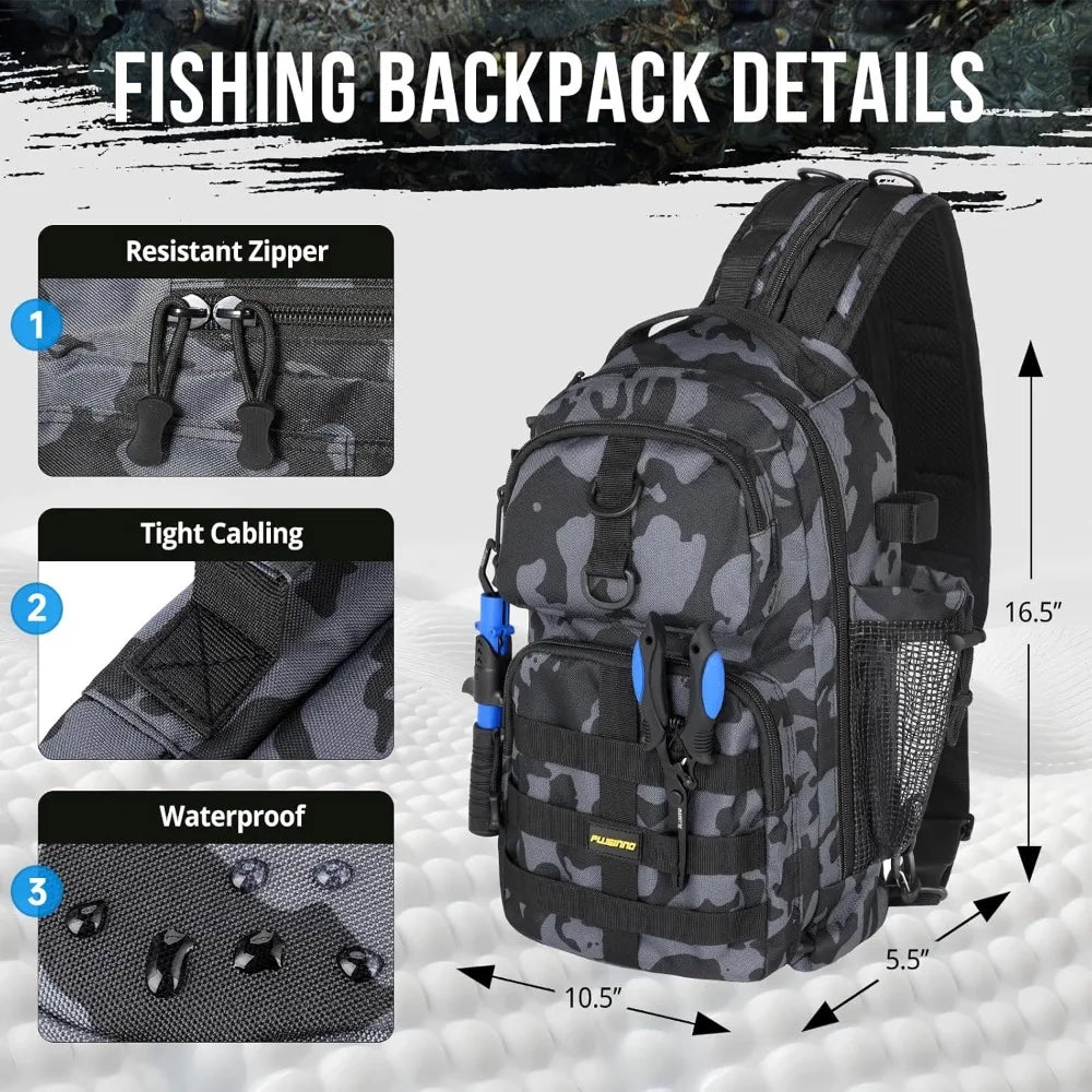Fishing Backpack with Tackle Boxes, Waterproof Fishing Sling Tackle Bag For  Gear With Rod Holder,  Gifts for Men Daniel’s Outdoor Company