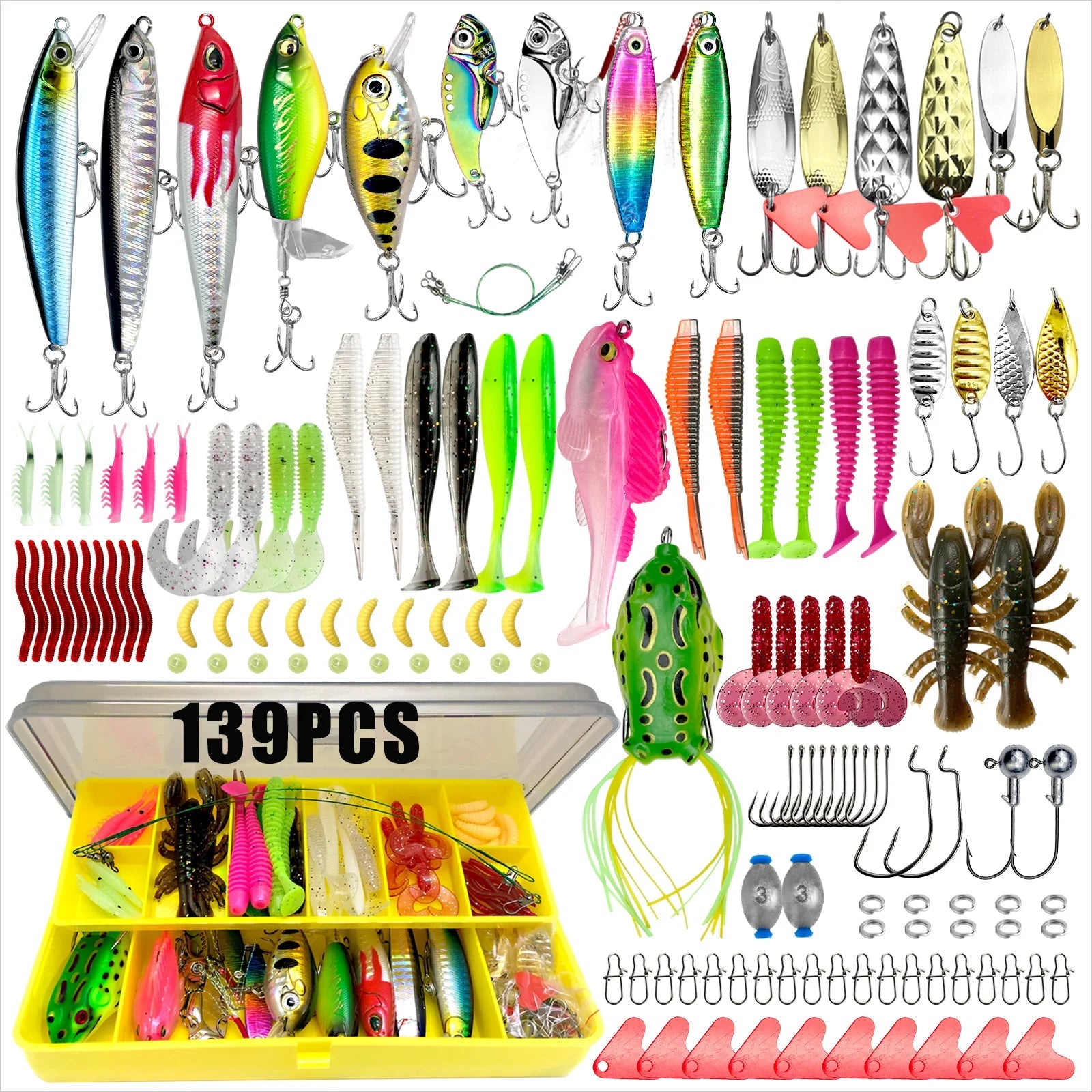 84/107/78/284/139pcs Fishing Lure Kit Soft And Hard Bait Set Applicable To All Water Layer Efficient Simulated Lure Set With Box Daniel’s Outdoor Company