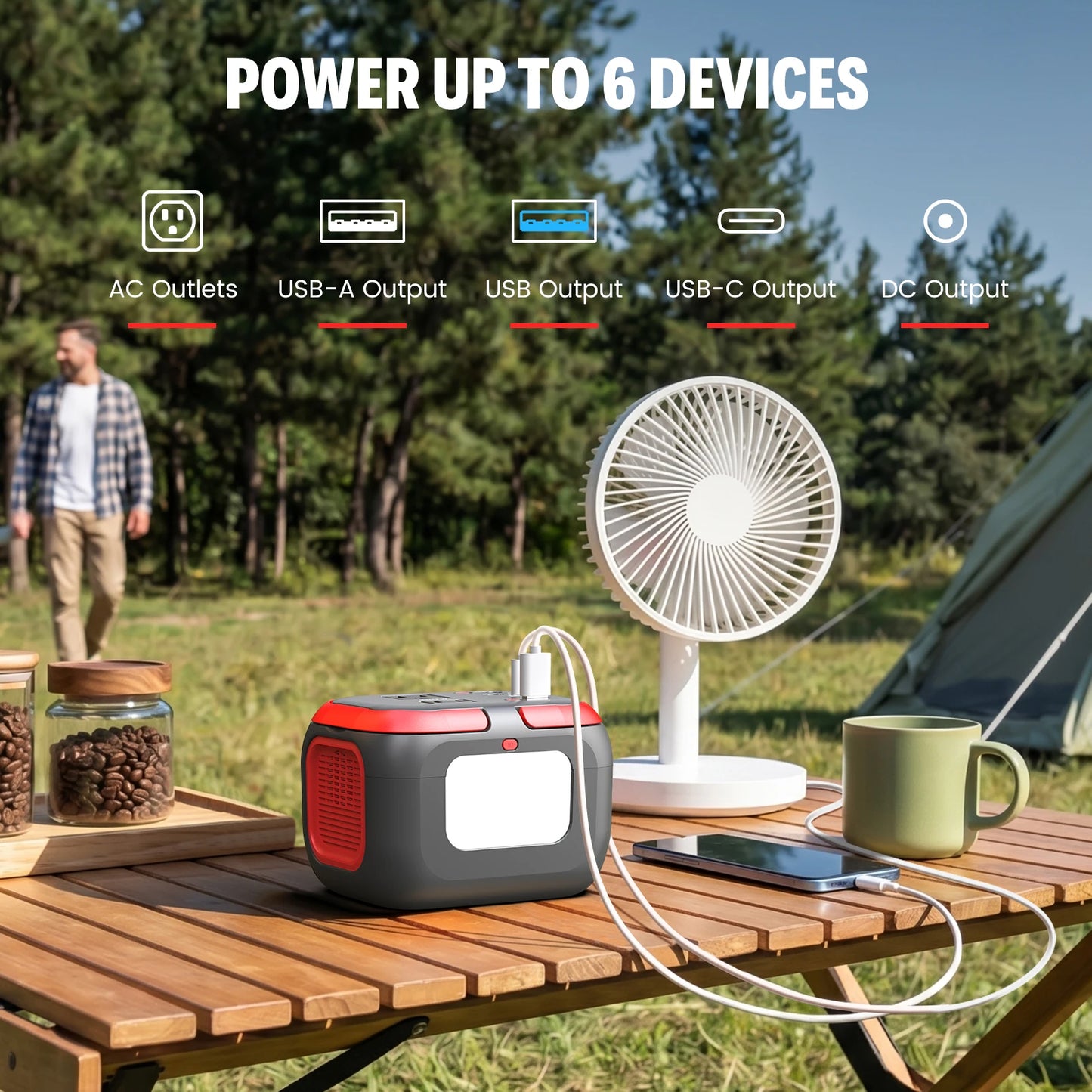 120W Portable Power Station 97.6Wh Power Bank with AC Outlet/USB C/LED Light for Outdoor Camping Home Use Van Life Adventure RV Daniel’s Outdoor Company